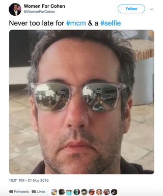 Illustration for article titled Michael Cohen Reportedly Paid Someone to Create a Fake Twitter Account Calling Him Hot and SmartÂ